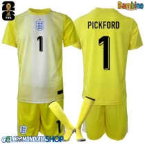 Maglie da calcio Inghilterra Giordania Pickford #1 Portiere Seconda Maglia Bambino Mondiali 2026  Manica Corta + Pantaloni corti)